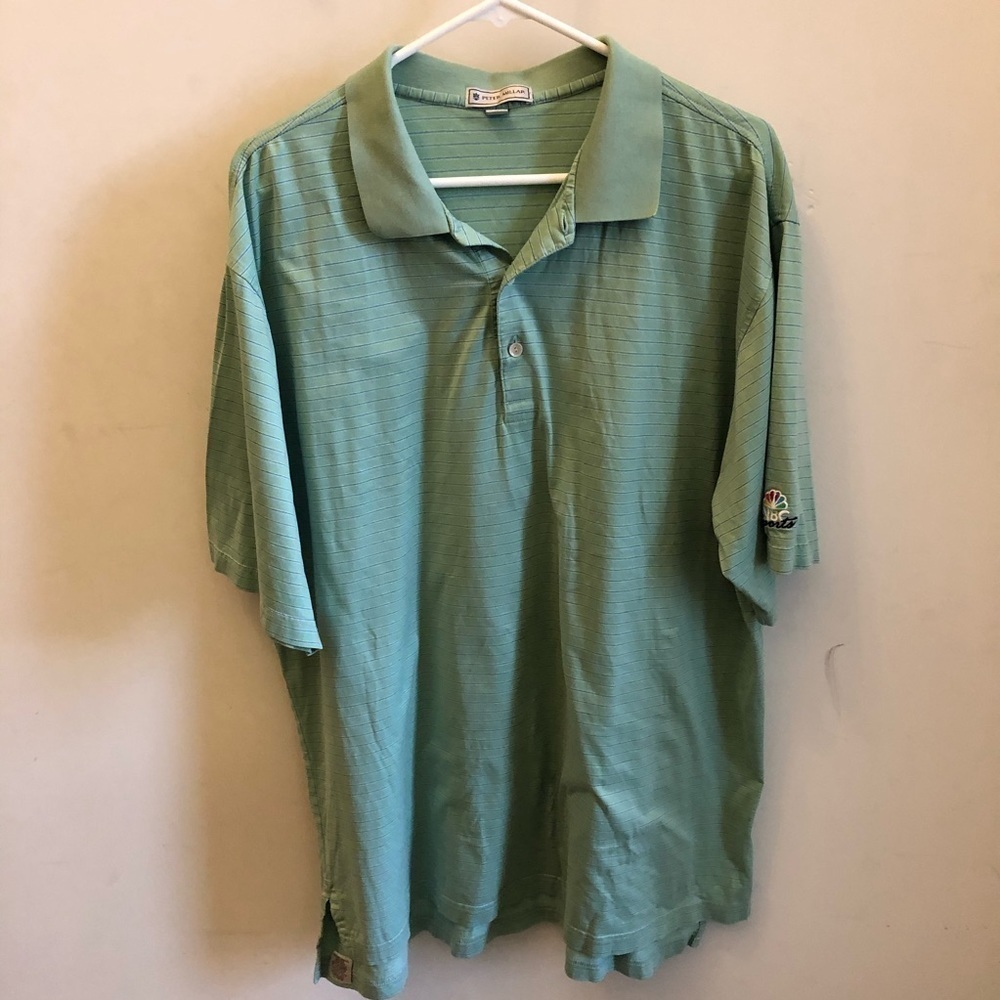 Peter Millar Shirt Cotton Striped Polo Size XL Green